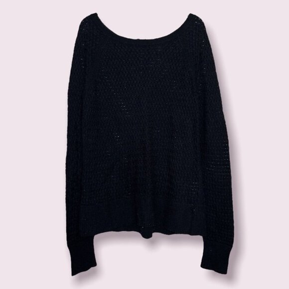 American Eagle Sheer Knit Sweater Black Sheer Lightweight Zip Womens Size Medium - Picture 1 of 9